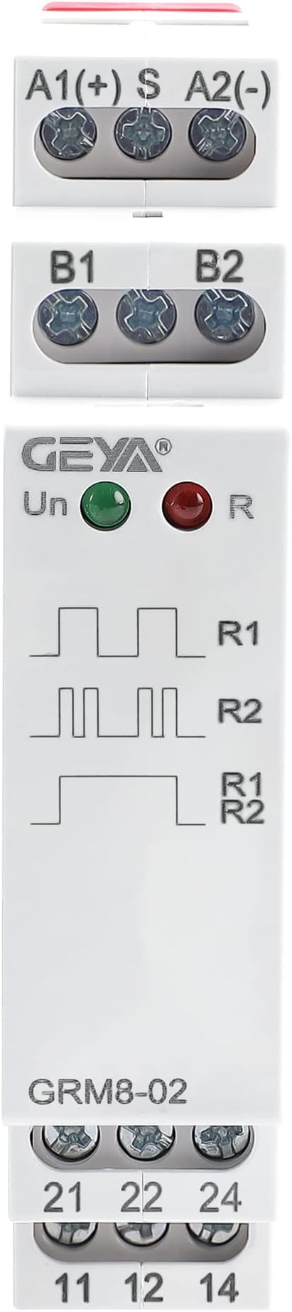 GEYA Electronic Latching Relay Memory Relay Impulse Relay 2SPDT 16A Wide Range Voltage AC/DC12V-240V Din Rail Mounted(GRM8-02,AC/DC12V~240V)