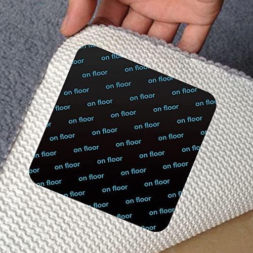 SYNJYA Washable Black Carpet Rug Gripper Pad, Easy Use Reusable Double Sided Non Slip Anti Curling Self Adhesive Tape Area Grip Mat