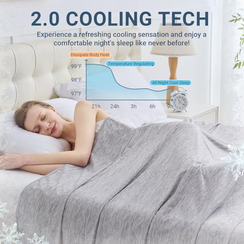 Image of Cooling Blanket Throw Size 50 inchx70 inch, Summer Lightweight Breathable Ice Blanket, Cooling Blankets for Hot Sleepers Night Sweats Adults Absorb Heat Keep Cool