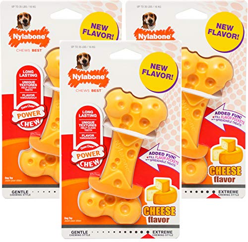 Nylabone 3 Pack of DuraChew Cheese Bones, Medium for Dogs up to 35 Pound