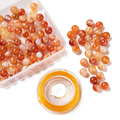 BEEFLYING 100 Pcs 8mm Natural Carnelian Round Beads Orange Gemstone Loose Round Beads for DIY Stretch Earring Bracelets Kits Making - Image 4