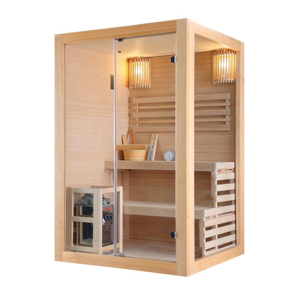 Bagno Italia Sauna finlandese con stufa Harvia 130×120 cm legno colore naturale o nero