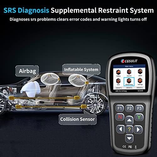 CGSULIT SC630 OBD2 Scanner ABS/Airbag/Engine/SAS Auto Diagnostic Scan Tool Bi-Directional Control with ABS Brake Bleed Car Code Reader for VSA SRS ABS Engine SAS Light Reset Active Test Auto VIN