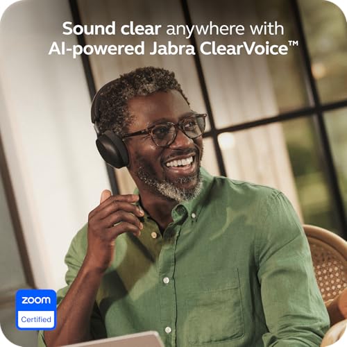 Image of Jabra Evolve3 75 On-Ear Wireless Bluetooth Headset with Mic and Wireless Charging Stand for Work, USB-C, AI Voice Call Technology, Advanced ANC, 22-Hour Battery, Works with Online Meeting Apps, Black