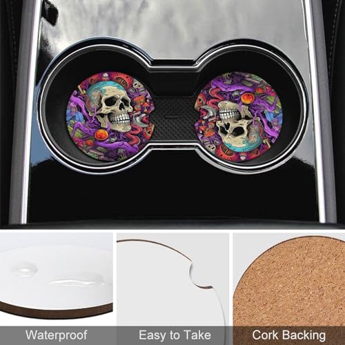 Portavasos para coche juego 4 piezas calavera morada miniatura 5