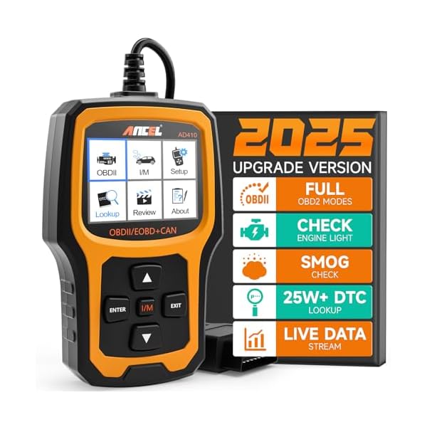 ANCEL AD410 OBD2 Diagnosis en EspaÃ±ol, EscÃ¡ner OBD2 Maquina Diagnosis Coche,Diagnosis Coche Multimarca,Lector de Fallas de Luz del Motor,Scanner OBD2 para Todo el Coche OBDII DespuÃ©s de 2002