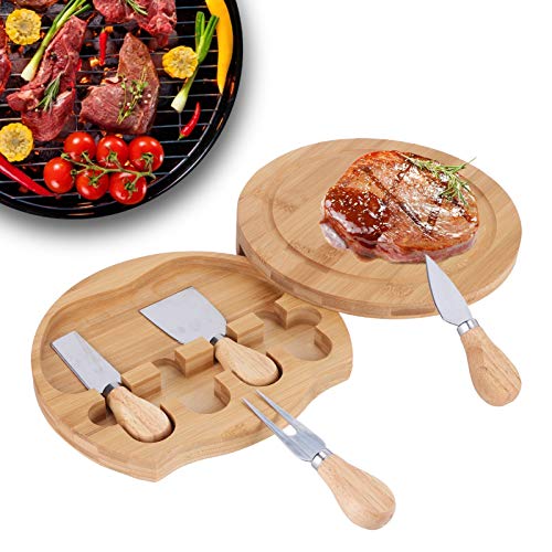 Cuchillos para queso de acero inoxidable con tabla de cortar de madera 5