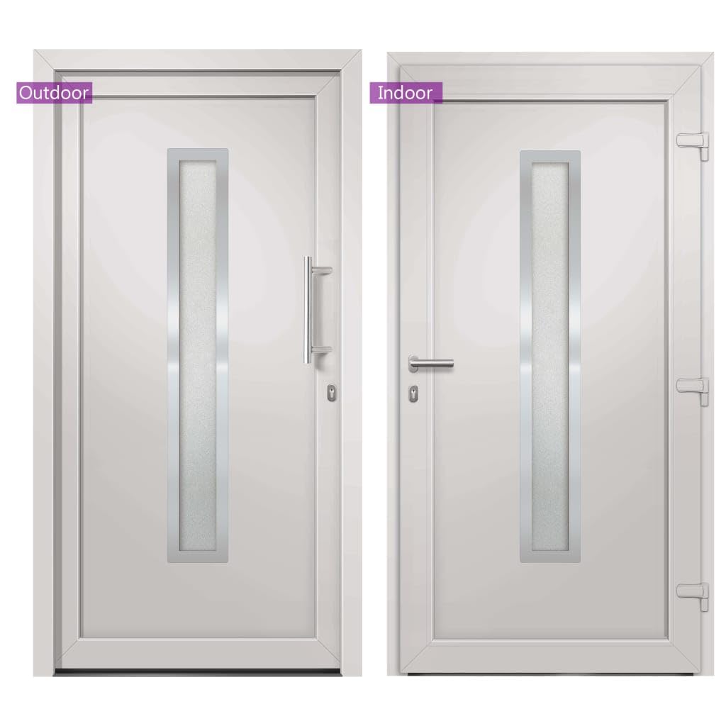 Gecheer Porta di Ingresso,Porta d'ingresso,Porta Esterna in PVC,Porta in PVC per Negozio, Balcone, casa,Portoncino Ingresso Esterno,Portone blindato,Bianca 98x190 cm