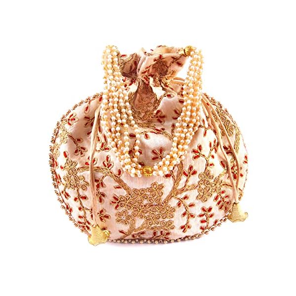 Rajasthani Look Women's Fashion Handmade Handbag Wristlets Ethnic Bridal Potli Batwa Bag Combo - Image 5