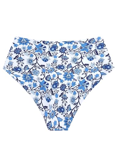 Image of ZAFUL Women High Waisted Bikini Bottoms Ruched Swimsuit Bottom Tummy Control Bathing Suit Bottoms