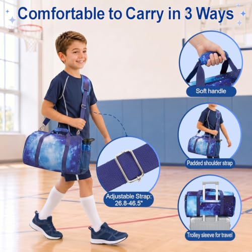 Image of Bagseri Boys Duffle Bag for Travel - Kids Gym Bag with Shoe Compartment