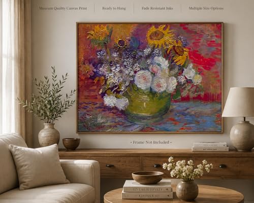 Toile Van Gogh Nature morte roses 101x127 cm - Finis les murs vides avec cette œuvre anti-UV