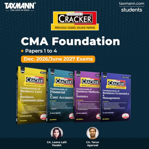 Image of Taxmann's CRACKER COMBO for CMA Foundation | Dec. 2026 /June 2027 Exams - Papers 1 to 4 | CRACKER Series | FBLC /Law, FFCA /Accounting, FBMS /Maths, and FBEM /Economics | June 2026 Edition | Set of 4 Books