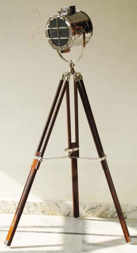 Nautical Replica Hub Silver Designer Studio Floor Lamp Nautical Spot Light Searchlight With Tripod Stand