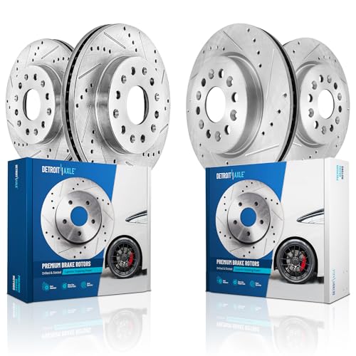 Detroit Axle - Brake Rotors for GMC Acadia Chevrolet Traverse Limited Blazer Equinox EV Buick Enclave, Drilled and Slotted Disc Brake Rotors Replacement: 12.64' inch Front and 12.40' inch Rear Rotors