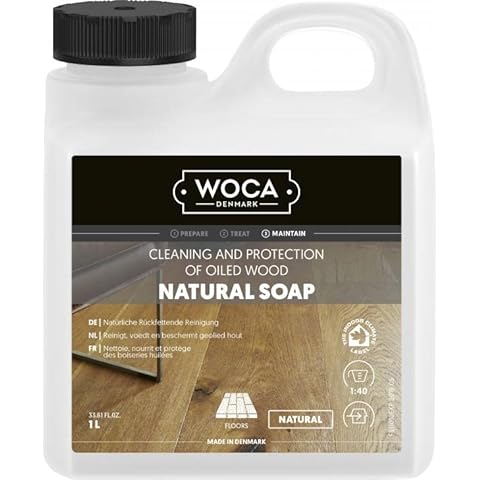WOCA Natural Soap Floor Cleaner, Ideal for Oiled Wood, Ecofriendly, Perfect for Oiled Furniture, Table Tops and All Other Natural Surfaces (1-Liter) Cover