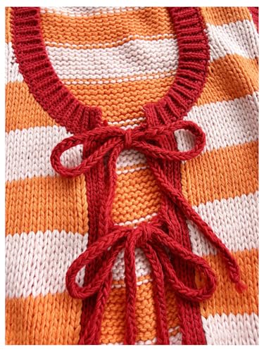 Image of MakeMeChic Women's Striped Colorblock Sweater Vests Sleeveless Tie Front Cropped Knit Vest Tops Multicolor Small