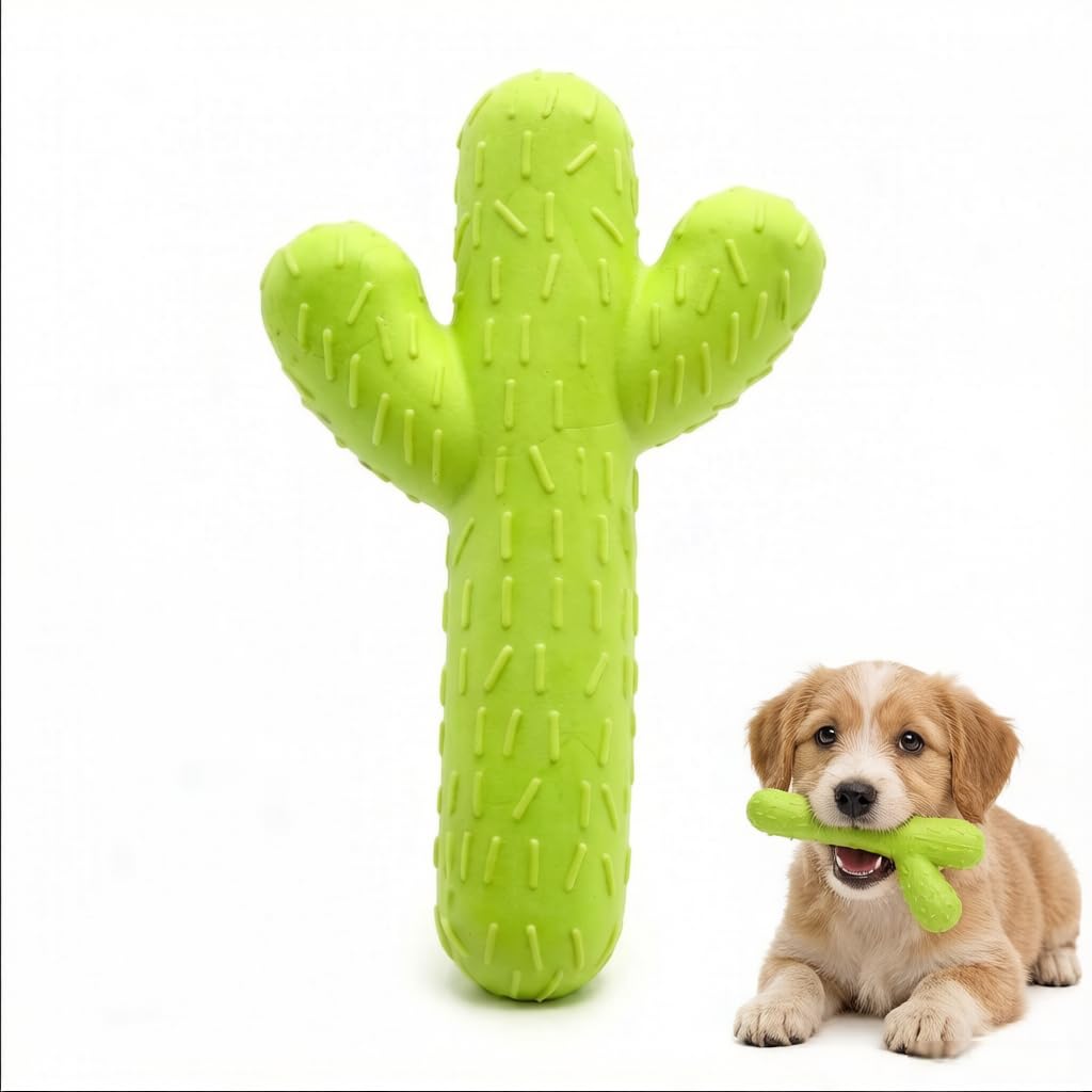FILOEEX Chew Toys for Dogs, Indestructible Dog Toys for Large Dogs, Rubber Cactus Tough Dog Toy, Puppy Teething Toy with Textured Surface, Cleaning Teeth & Anxiety Relief for Aggressive Chewers