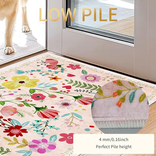 Tapete Floral Rosa 182x122 cm Lavable Antideslizante miniatura 4