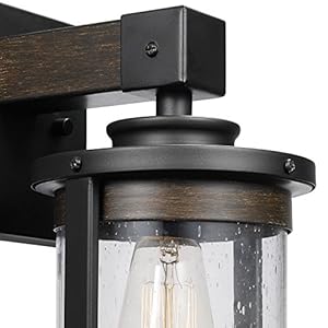 Globe electric 65931 1 light wall sconce dark bronze dark wood finish accents seeded glass shade wall lights for bedroom kitchen sconces wall lighting wall lights for living room dimmable  urban country home decor