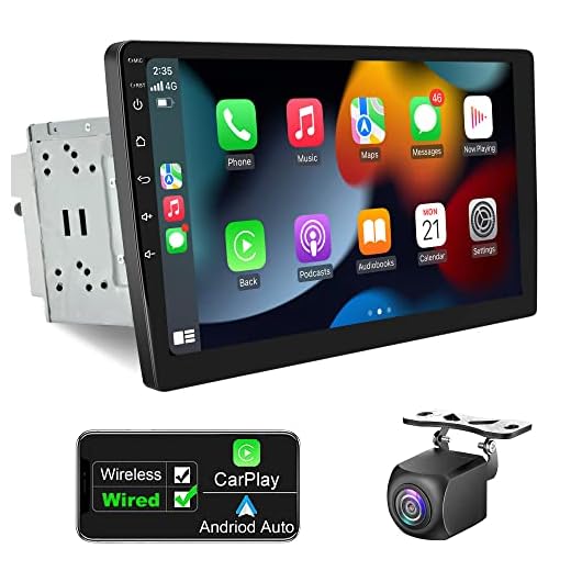 Double Din Car Stereo Touchscreen - 10 Inch Floating Car Radio with Bluetooth QLED Touch Screen, Detachable Car Audio Receiver Compatible Wireless CarPlay Android Auto GPS Navigation Backup Camera