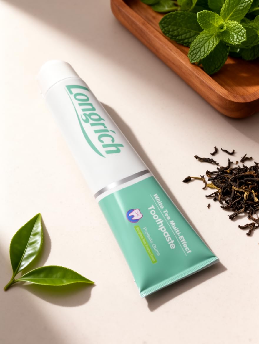 Longrich pasta de dientes té blanco multiefecto, libre de flúor.