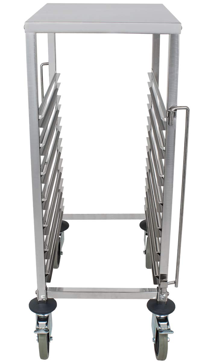 Beeketal 'BTW-7' Gastro Tablettwagen für bis zu 7 GN Behälter, Edelstahl Speise Transportwagen mit und geräuscharmen 360° Rollen (2 x Feststellbremsen), passend für GN 1/1, 1/2, 1/3 und 2/3 Behälter