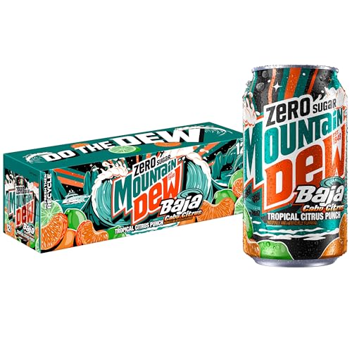 Mountain Dew, Baja Cabo Citrus Zero Sugar 12 Fl Oz Cans (Pack of 12)