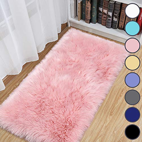 Junovo Soft Faux Sheepskin Fur Rectangle Area Rugs for Bedroom Floor Sofa Living