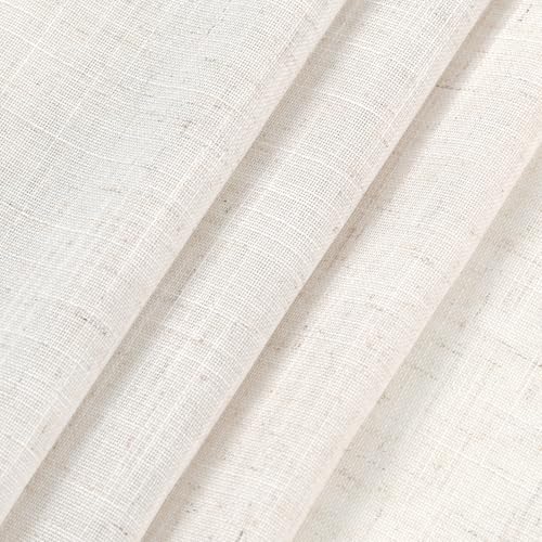 Ivory White Linen Back Tab Curtains 84 Inch Length for Bedroom/Living Room 2 Panel Set Neutral Modern Farmhouse Window Privacy Semi Sheer Linen Drapes Rustic Pinch Curtain Ivory 52X84 by Nanspring - Used condition - Image 4