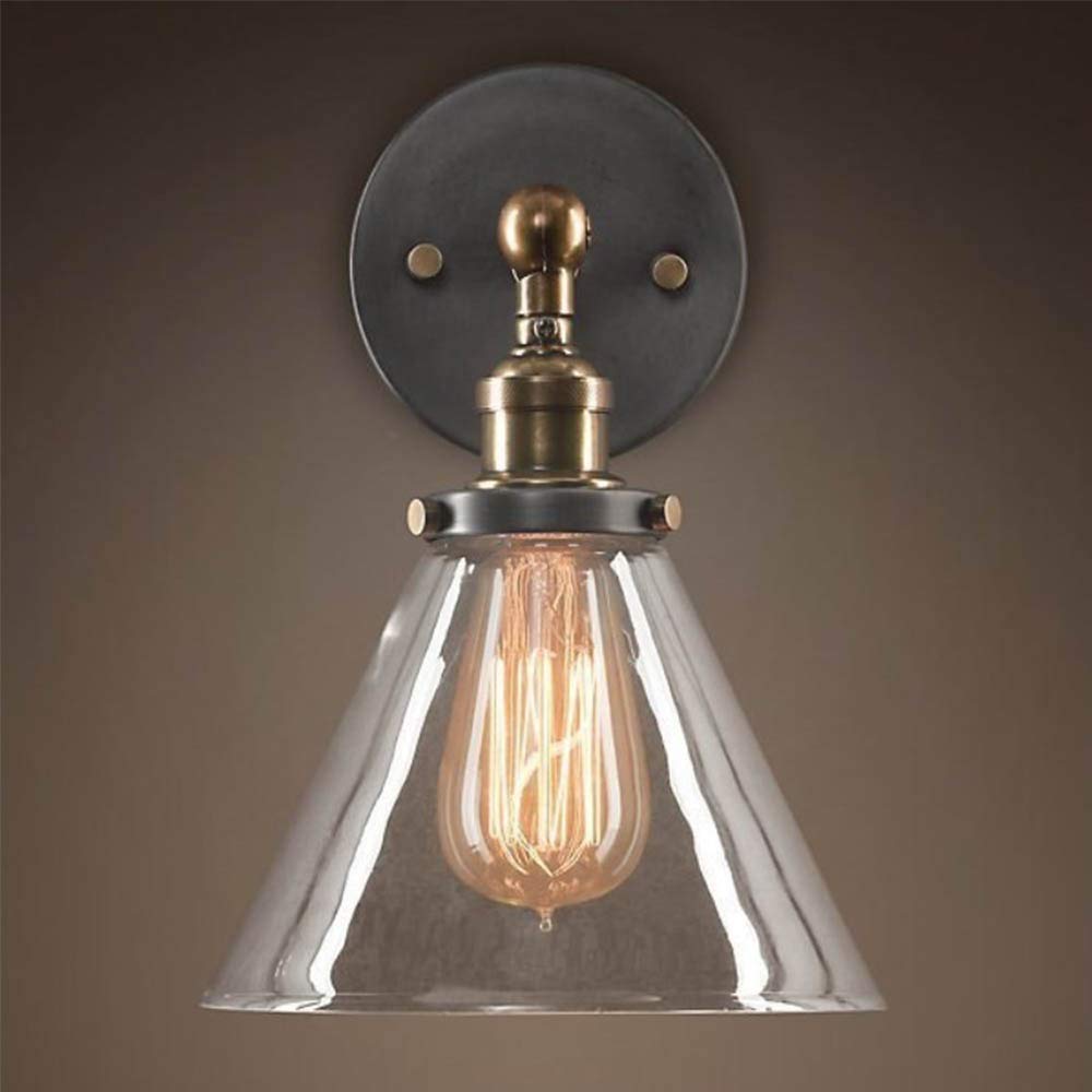 Mengjay A Industrial Vintage Glass Wall Light Edison Wall Sconce Lighting Djustable Metal Retro Wall Lighting For Loft Coffee Bar Living Room Dining Room, Base E27（Without Bulb
