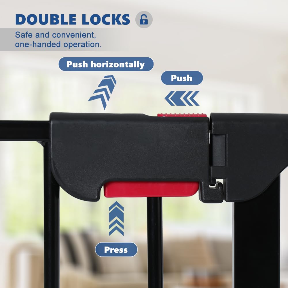 AGESISI Freestanding Dog Gates with Door Walk Through, Extra Wide Doggy Door 100