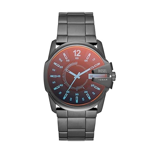 Diesel Orologio Master Chief da uomo, movimento cronografo, cassa in acciaio inossidabile Gunmetal da 43 mm con bracciale in acciaio inossidabile, DZ1965
