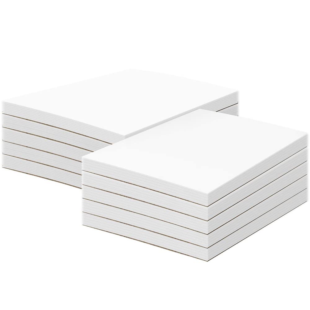 Blocs-notes blancs, 50 feuilles par bloc, (10 blocs-notes par paquet) avec un panneau aggloméré au dos. (A5-14,7 x 21,1 cm)