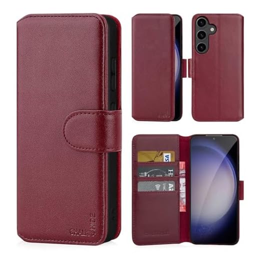 CHALK & HIDE - Étui Portefeuille en Cuir Véritable pour Samsung Galaxy S24 Plus, Housse avec Blocage RFID Fente CB, Fermeture Magnétique et Fonction de Support - Bourgogne