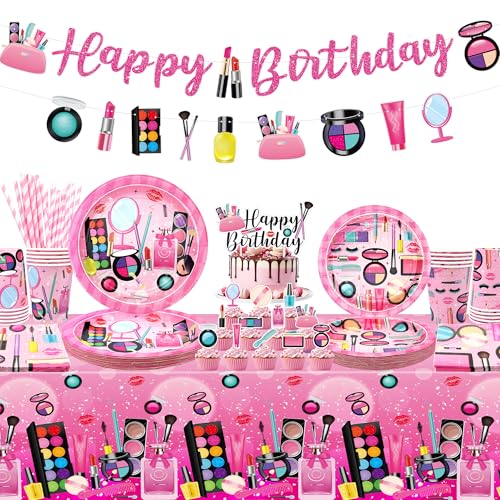 Decorazione per feste di compleanno spa accessori per feste di trucco piatti tazze tovaglioli tovaglia buon compleanno banner topper per torte per ragazze donne sonno coccolare
