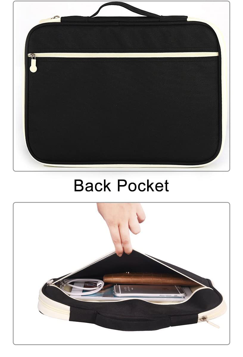 JAKAGO Portfolio Dossier de présentation business padfolio intelligent Folder A4 Folio Document étanche Organizer Passeport sac conference folder Pad Housse étui (Noir)