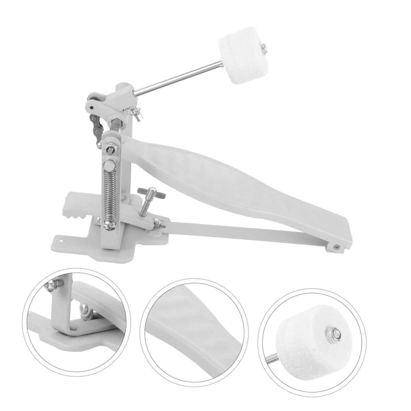 Pedale per Grancassa Singolo in Metallo Argento Battente per Batteria Elettronica e Acustica, Accessorio per Esercizio e Pratica del Batterista