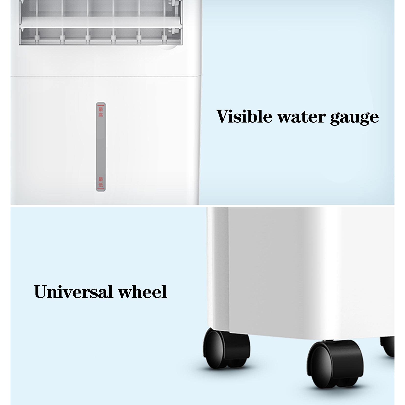Enfriador de Aire evaporativo Aire Acondicionado Ventilador Enfriador de habitación con 2 bandejas de Hielo,Enfriadores evaporativos para Oficina en el hogar,Ventilador con Rueda,Tanque de Agua de