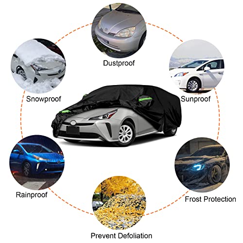 Image of 6 Layers Waterproof Car Cover Replace for 2004-2026 Toyota Prius | All Weather Car Cover with Cotton Liner, Zipper Door, Windproof Bands for Snow Rain Dust Protection