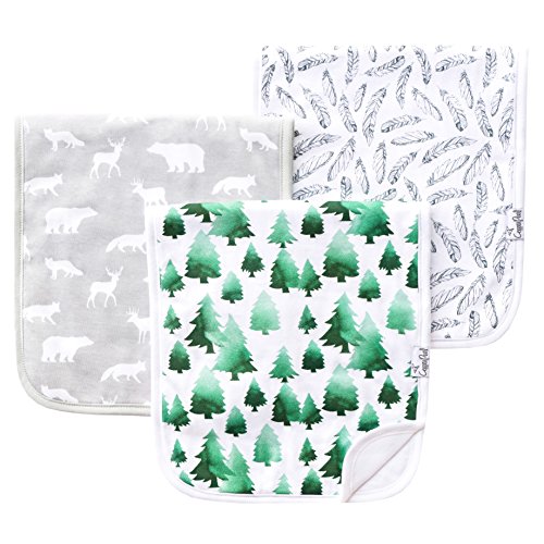 Image of Copper Pearl Baby Burp Cloth Large 21''x10'' Size Premium Absorbent Triple Layer 3 Pack Gift Set for Boys “Woodland Set