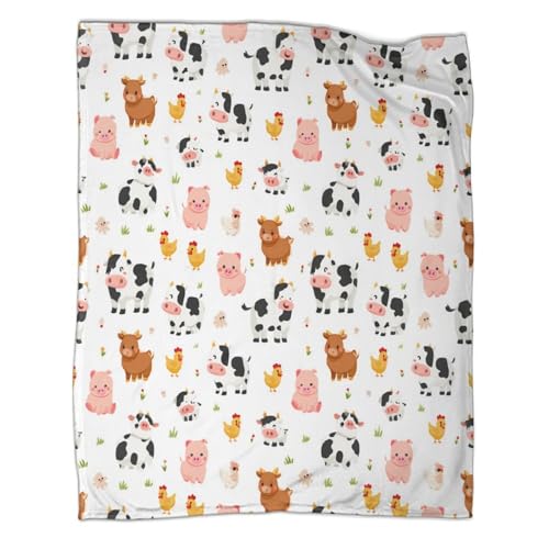 Plaid de salon microfibre 150x200 couverture animaux de la ferme mignon