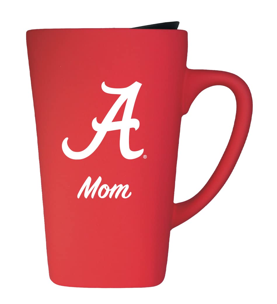 University of Alabama Mom 16oz Soft Touch Ceramic Travel Mug with Lid - Red