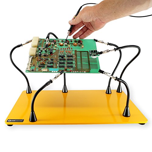 QuadHands Jumbo Workbench - Helping Hands Third Arm Soldering Work Station | EXtra Large & Heavy No Tip Base Plate | 6 Flexible Magnetic Arms with Precision 360 Degree Alligator Clip | Made In USA - Thumbnail 2
