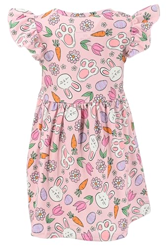 Image of Unique Baby Girls' Short Sleeve Everyday Printed Dresses for Kid and Toddler, Sizes 2T-12Y