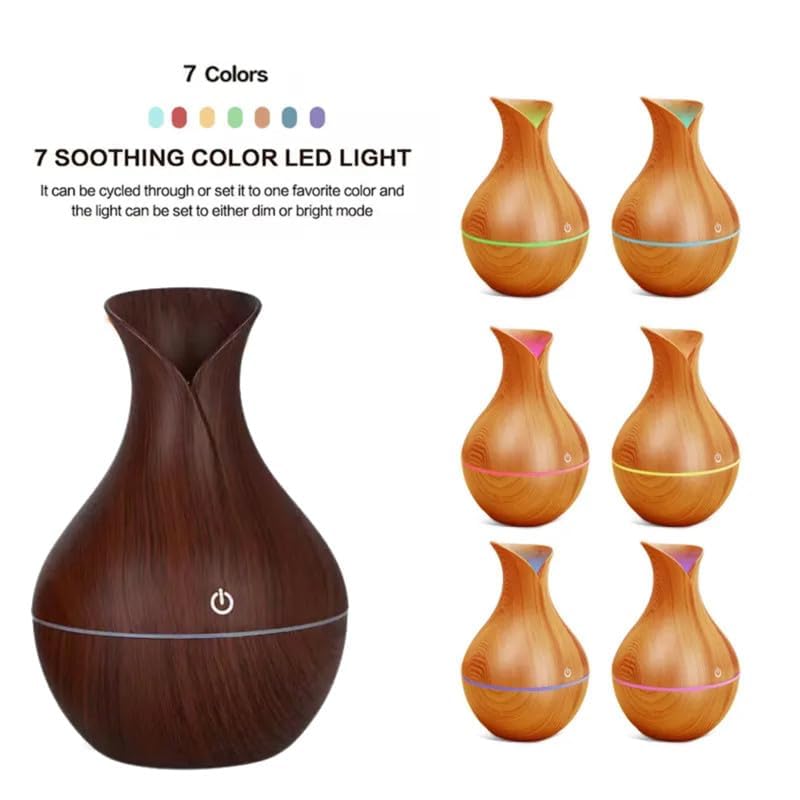 MVM Enterprise Pot Shape Wood Humidifier Aroma Air Humidifier with Advanced Ultrasonic Technology Dual Spray Modes Stress Relief Relaxation sleep Support 4