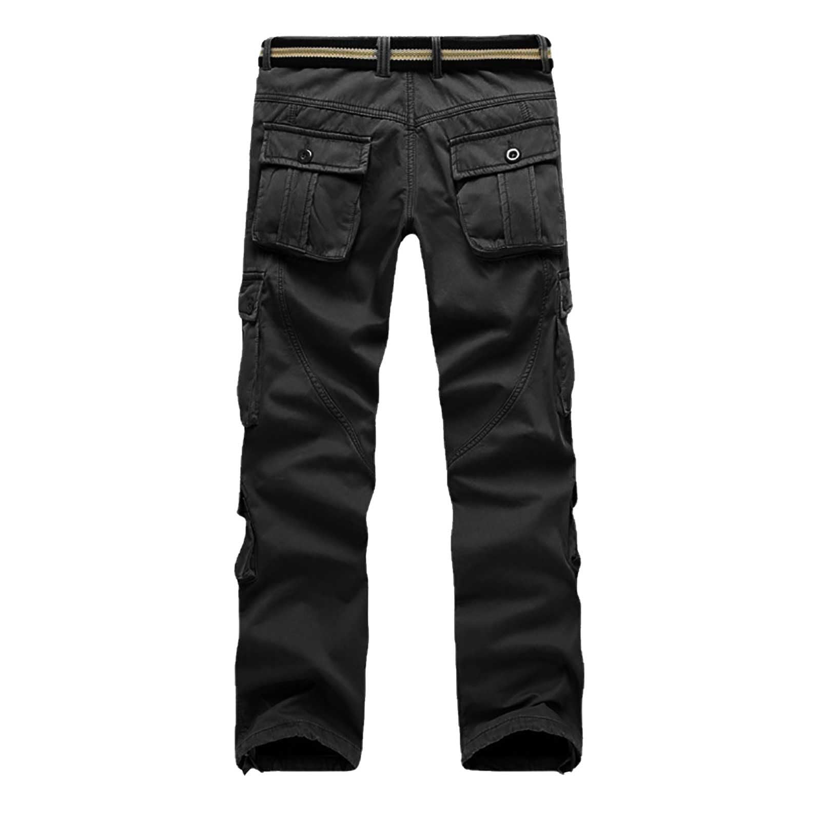 Pantalones de Trabajo Acolchados y Gruesos de Color Puro con Bolsillos Casuales a la Moda para Hombres