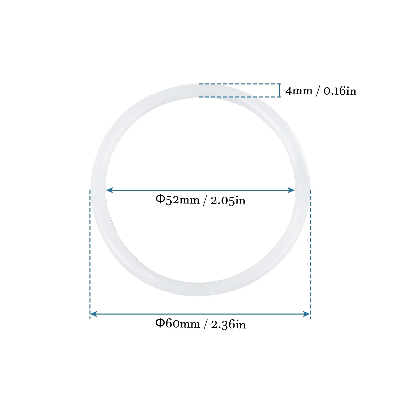 QUARKZMAN 60 x 52 x 4mm Silikon O-ring x 5 sztuk Uszczelka koło Uszczelka hydrauliczna i elastyczny kran, [Biały]