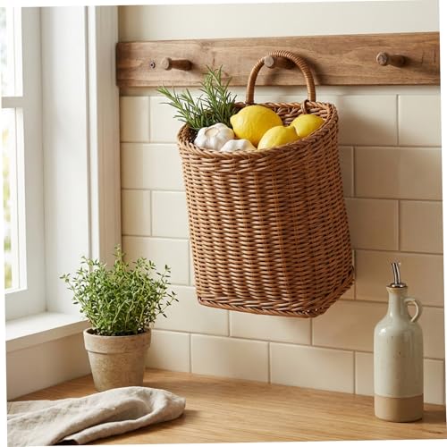Cestas de pared de mimbre colgantes para optimizar plantas pequeñas 5