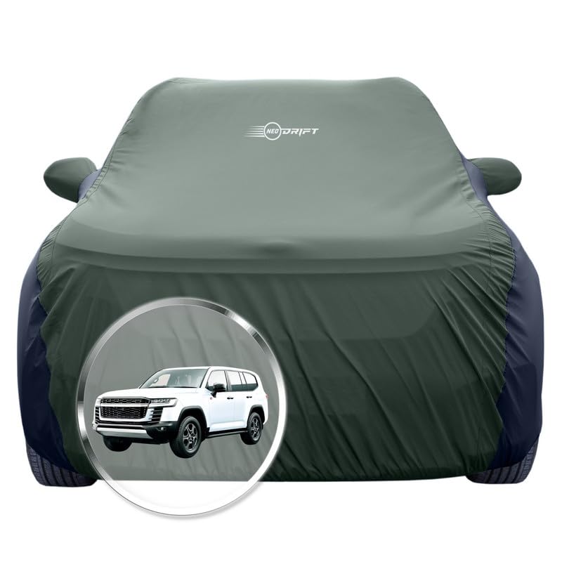 Image of NEODRIFT 'SuperTech' Car Cover for Toyota Land Cruiser (100% Water-Resistant, All Weather Protection, Tailored Fit, Multi-Layered & Breathable Fabric) (Colour: L.Green+Black)